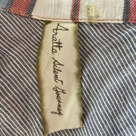 Aratta Silent Journey Mixed Print Flannel Chiffon Button Up Shirt Boho Size MED - Picture 12 of 15
